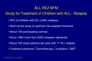 ALL-REZ BFM Study for Treatment of Children with ALL - Relapse