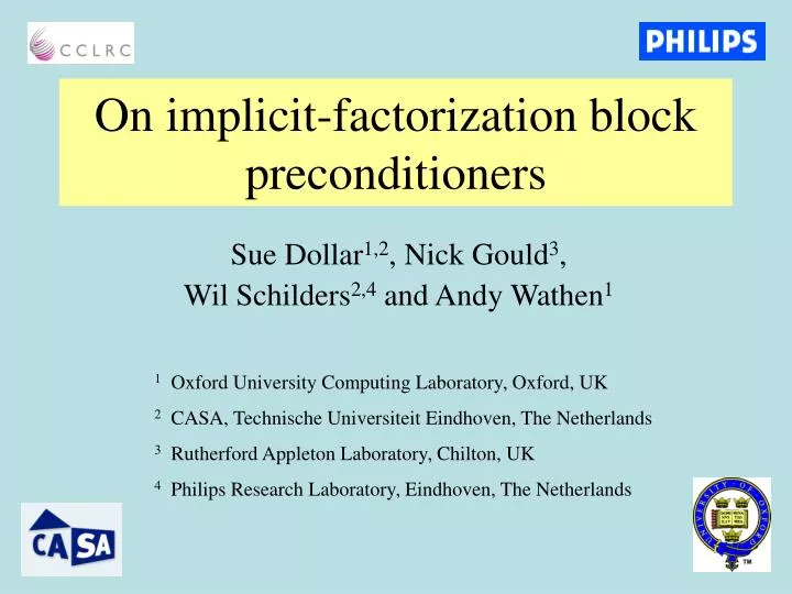 on implicit factorization block preconditioners