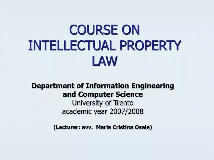 course on intellectual property law