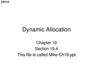 Dynamic Allocation