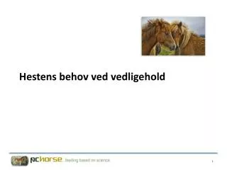 hestens behov ved vedligehold