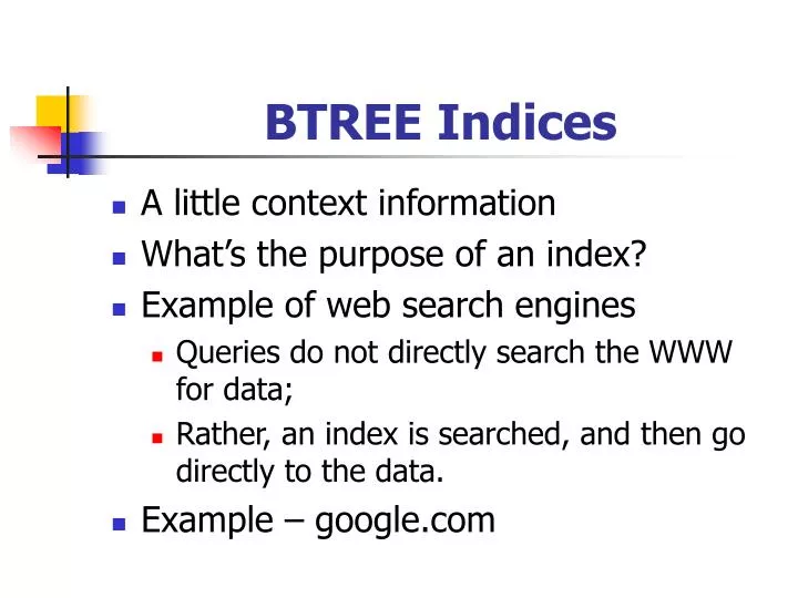 btree indices