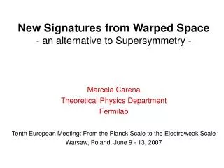 New Signatures from Warped Space - an alternative to Supersymmetry -