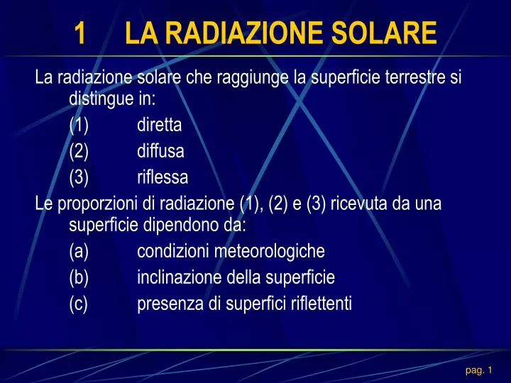 1 la radiazione solare