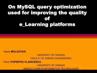 on mysql query optimization used for improving the quality of e learning platforms