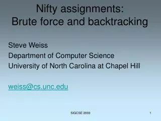 Nifty assignments: Brute force and backtracking