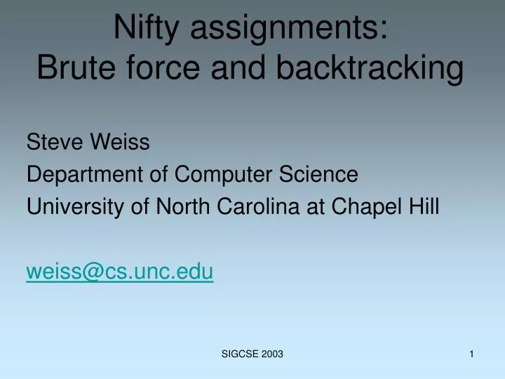 nifty assignments brute force and backtracking