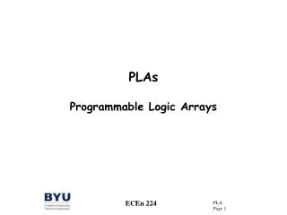 PLAs Programmable Logic Arrays