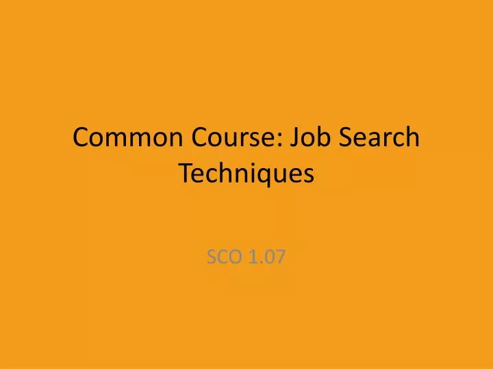 common course job search techniques