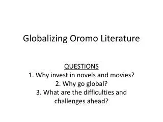 Globalizing Oromo Literature