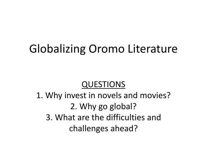 globalizing oromo literature