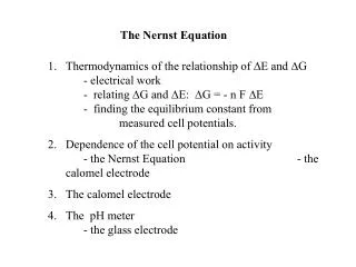 The Nernst Equation