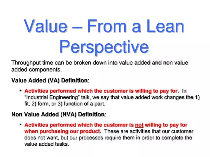 value from a lean perspective