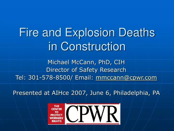 fire and explosion deaths in construction