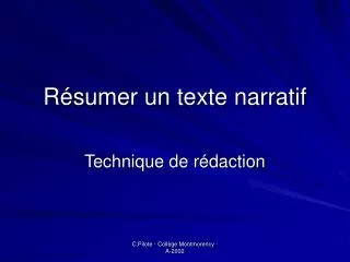 r sumer un texte narratif