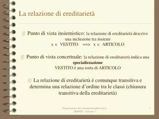 la relazione di ereditariet