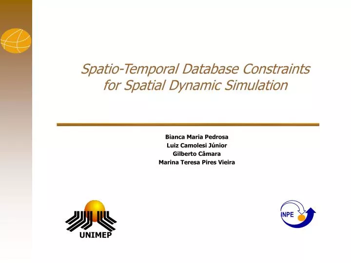 spatio temporal database constraints for spatial dynamic simulation