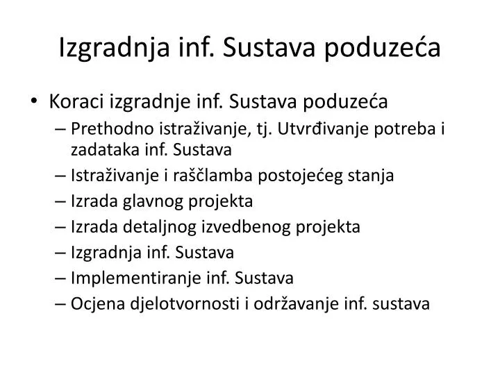 izgradnja inf sustava poduze a