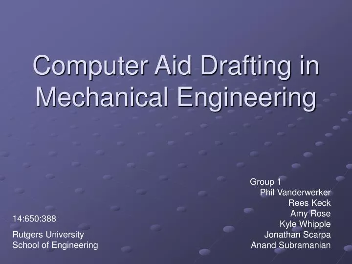 computer aid drafting in mechanical engineering