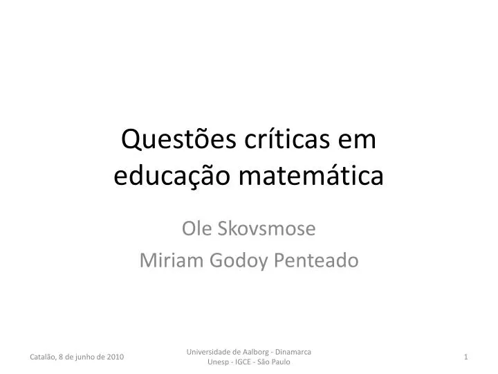 quest es cr ticas em educa o matem tica