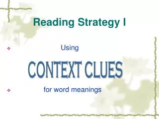 reading strategy i
