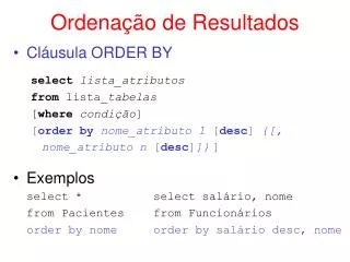 ordena o de resultados