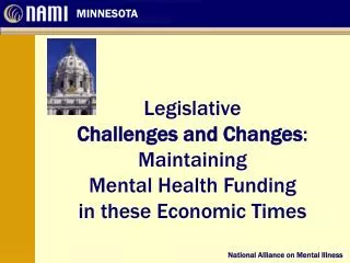 Legislative Challenges and Changes : Maintaining Mental Health Funding in these Economic Times