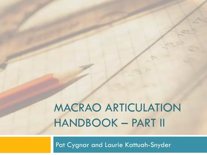 macrao articulation handbook part ii