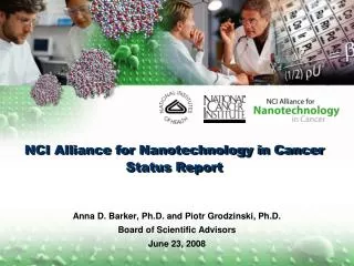NCI Alliance for Nanotechnology in Cancer Status Report