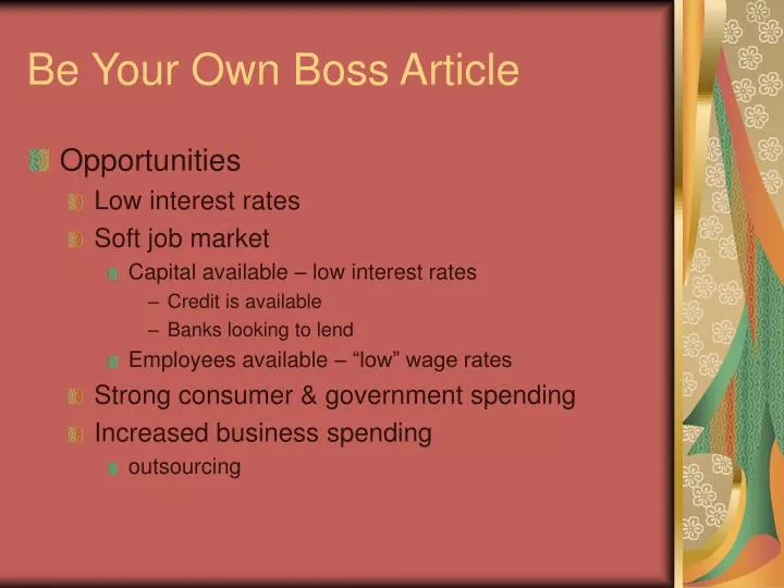 be your own boss article