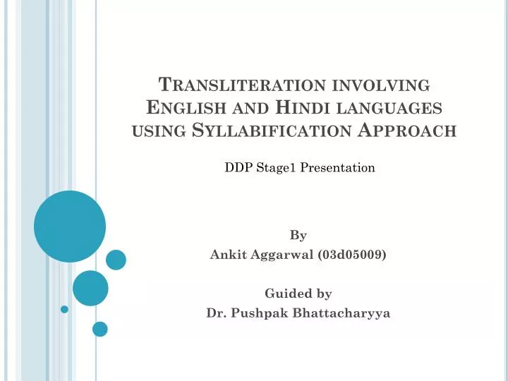transliteration involving english and hindi languages using syllabification approach