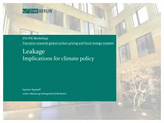 Leakage Implications for climate policy