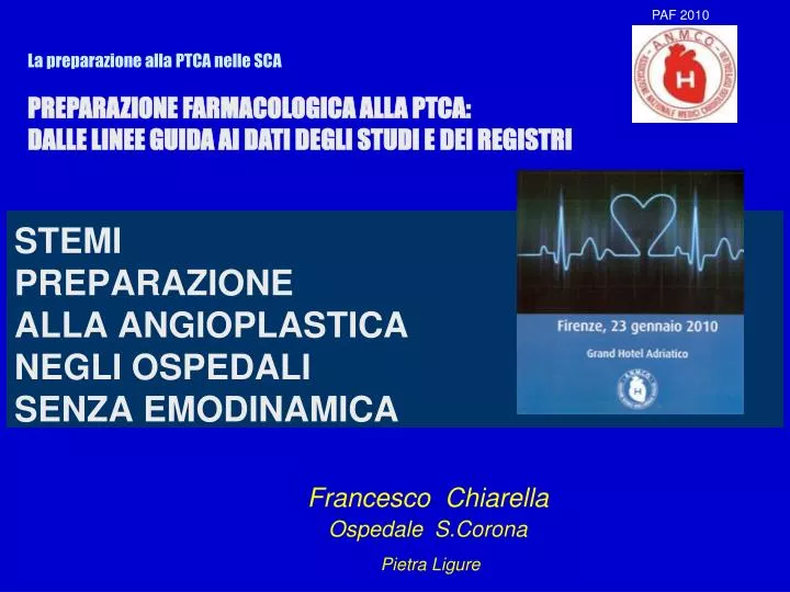 stemi preparazione alla angioplastica negli ospedali senza emodinamica