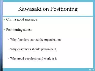 Kawasaki on Positioning