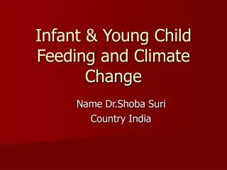 Infant &amp; Young Child Feeding and Climate Change