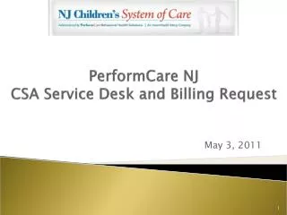 PerformCare NJ CSA Service Desk and Billing Request