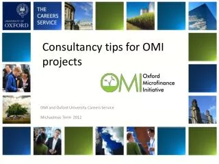 Consultancy tips for OMI projects