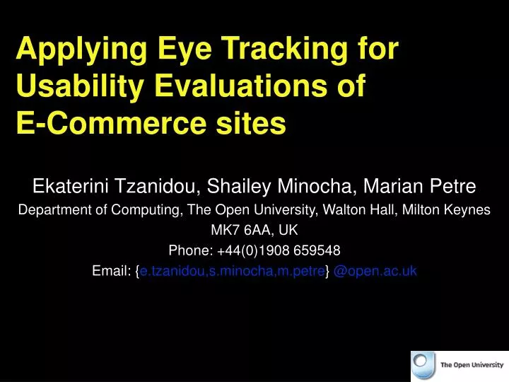 applying eye tracking for usability evaluations of e commerce sites