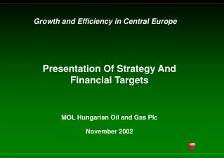 Presentation Of Strategy And Financial Targets