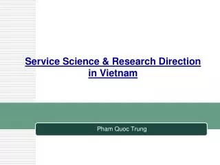 Service Science &amp; Research Direction in Vietnam