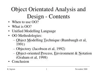 Object Orientated Analysis and Design - Contents