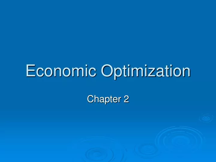 economic optimization