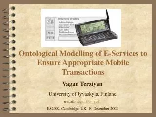 Ontological Modelling of E-Services to Ensure Appropriate Mobile Transactions