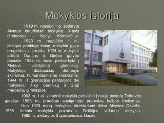 mokyklos istorija