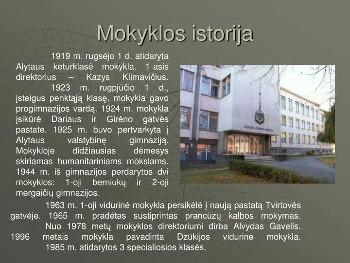 mokyklos istorija