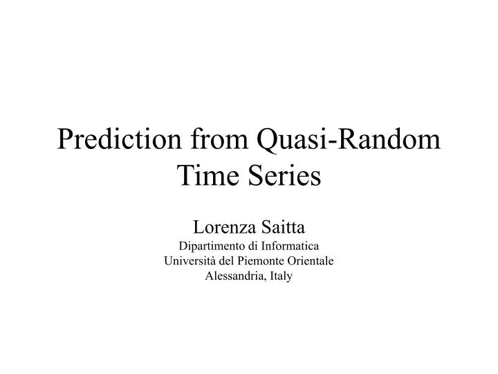 prediction from quasi random time series