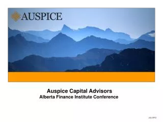 Auspice Capital Advisors Alberta Finance Institute Conference