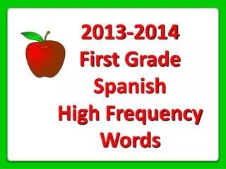 2013 2014 first grade spanish high frequency words
