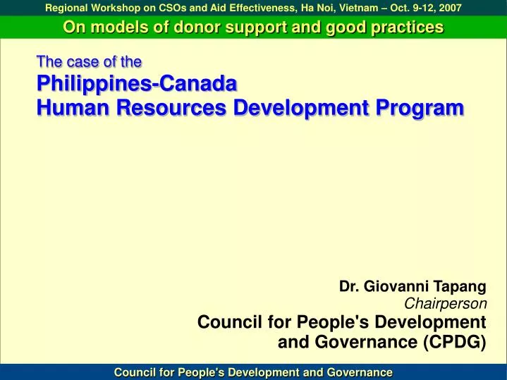 the case of the philippines canada human resources development program