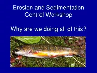 Erosion and Sedimentation Control Workshop Why are we doing all of this?